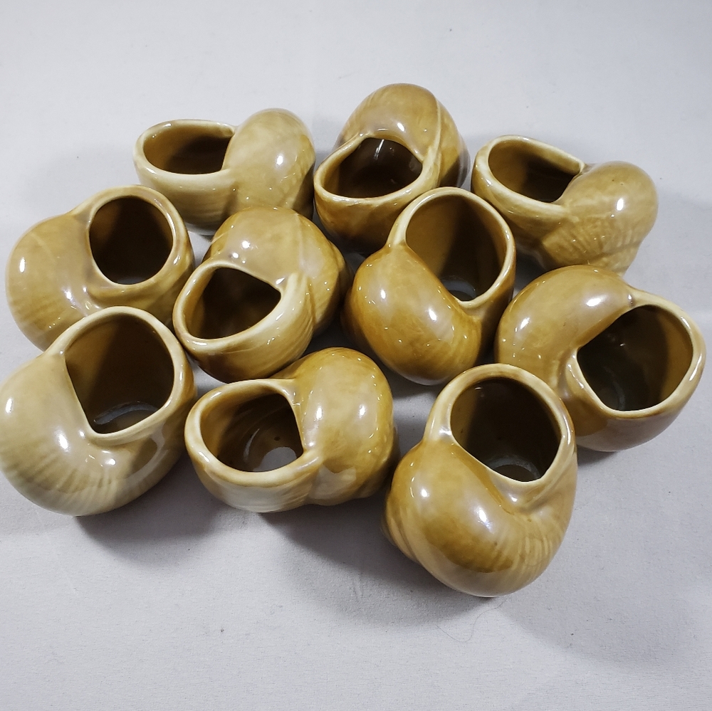 Vintage Ceramic Escargot Shells - Set of 10